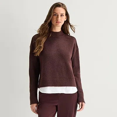 Stylus Womens Mock Neck Long Sleeve Striped Pullover Sweater In Blue