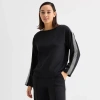 Stylus Womens Mock Neck Long Sleeve Sweatshirt In Black
