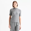 Stylus Womens Mock Neck Short Sleeve T-shirt In Gray