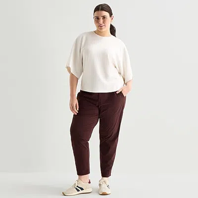 Stylus Womens Plus Ankle Mid Rise Jogger Pant In Brown