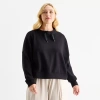 Stylus Womens Plus Funnel Neck Long Sleeve Sweatshirt In Black