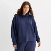Stylus Womens Plus Funnel Neck Long Sleeve Sweatshirt In Blue
