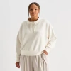 Stylus Womens Plus Funnel Neck Long Sleeve Sweatshirt In White