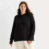 Stylus Womens Plus Hooded Long Sleeve Sweatshirt In Black