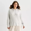 Stylus Womens Plus Hooded Long Sleeve Sweatshirt In Gray