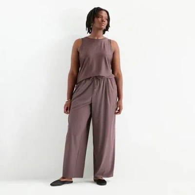 Stylus Womens Plus Mid Rise Wide Leg Palazzo Pant In Purple
