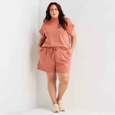 Stylus Womens Plus Pull-on Short In Pink