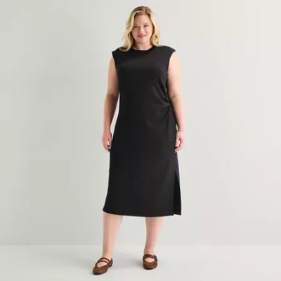Stylus Womens Plus Sleeveless Sheath Dress In Black