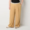 Stylus Womens Plus Wide Leg Mid Rise Trouser In Brown