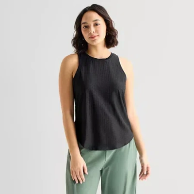 Stylus Womens Round Neck Sleeveless Tank Top In Black