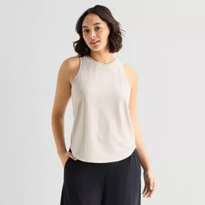 Stylus Womens Round Neck Sleeveless Tank Top In Gray