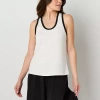 Stylus Womens Scoop Neck Sleeveless Tank Top In Neutral