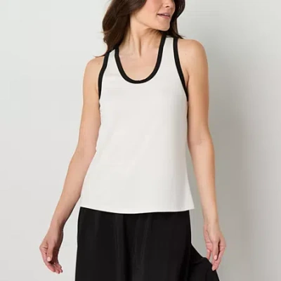 Stylus Womens Scoop Neck Sleeveless Tank Top In Neutral
