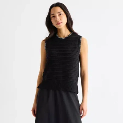 Stylus Womens Scoop Neck Sweater Vest In Black