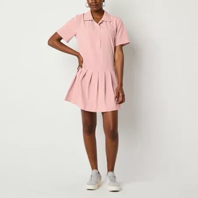 Stylus Womens Short Sleeve A-line Dress In Pink