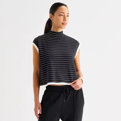 Stylus Womens Sleeveless Mock Neck Top In Black