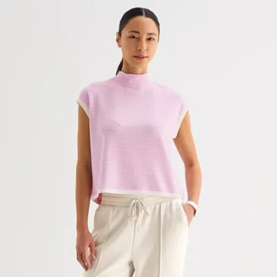 Stylus Womens Sleeveless Mock Neck Top In Pink