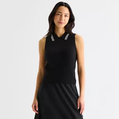 Stylus Womens Sleeveless Polo Sweater In Multi