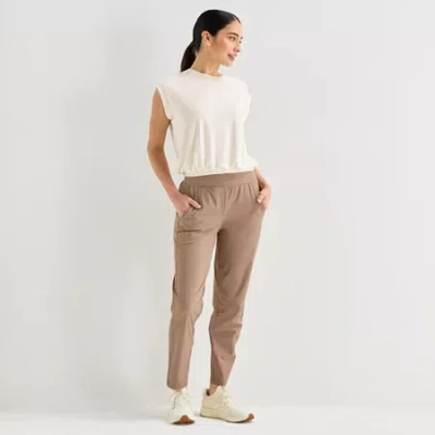 Stylus Womens Slim Mid Rise Jogger Pant In Brown
