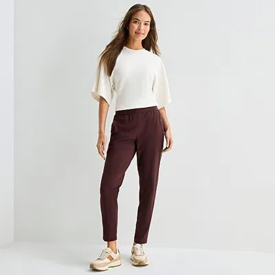 Stylus Womens Slim Mid Rise Jogger Pant In Brown
