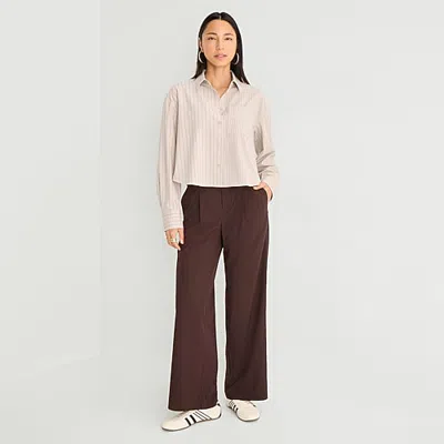 Stylus Womens Straight High Rise Trouser In Brown