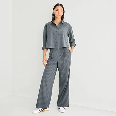 Stylus Womens Straight High Rise Trouser In Gray