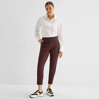 Stylus Womens Tapered High Rise Pull-on Pant In Brown