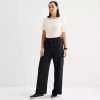 Stylus Womens Wide Leg High Rise Cargo Pant In Black
