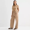 Stylus Womens Wide Leg High Rise Cargo Pant In Brown