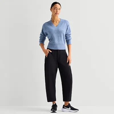 Stylus Womens Wide Leg High Rise Cropped Pant In Black