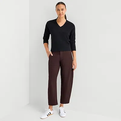 Stylus Womens Wide Leg High Rise Cropped Pant In Brown