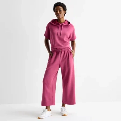 Stylus Womens Wide Leg High Rise Cropped Pant In Pink