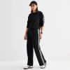 Stylus Womens Wide Leg High Rise Track Pant In Black