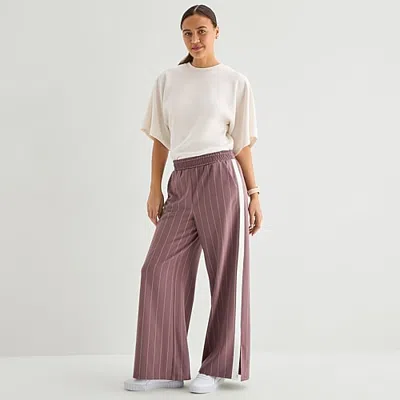Stylus Womens Wide Leg High Rise Track Pant In Pink