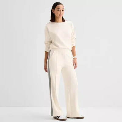 Stylus Womens Wide Leg High Rise Track Pant In Neutral