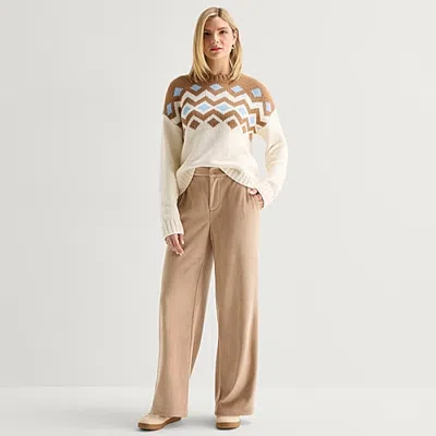 Stylus Womens Wide Leg High Rise Trouser In Brown