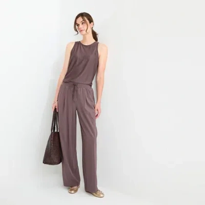 Stylus Womens Wide Leg Mid Rise Pull-on Pant In Brown