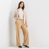 Stylus Womens Wide Leg Mid Rise Trouser In Brown