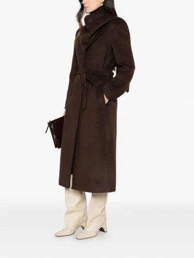 Su Belted Asymmetric-collar Coat In Multi