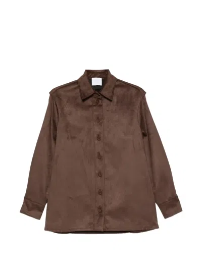 Su Belted Button-up Shirt In Brown