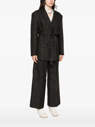 Su Belted Double-breasted Blazer In Black