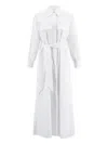 Su Belted Shirt Dress In White