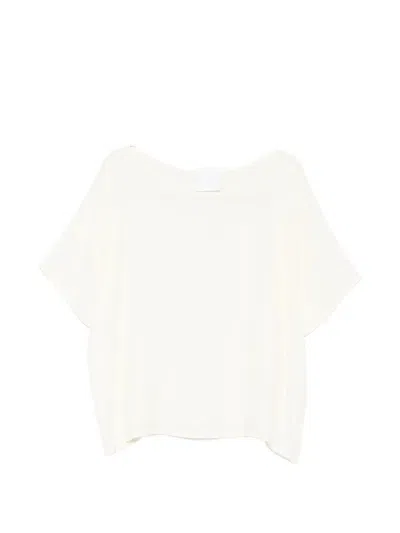 Su Boat-neck Short-sleeve Blouse In White