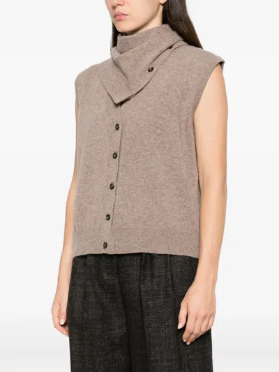 Su Button-up Wool Gilet In Neutral