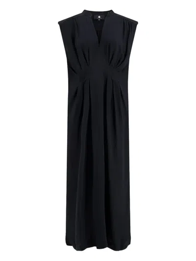 Su Dafne Sleeveless Pleated Maxi Dress In Black