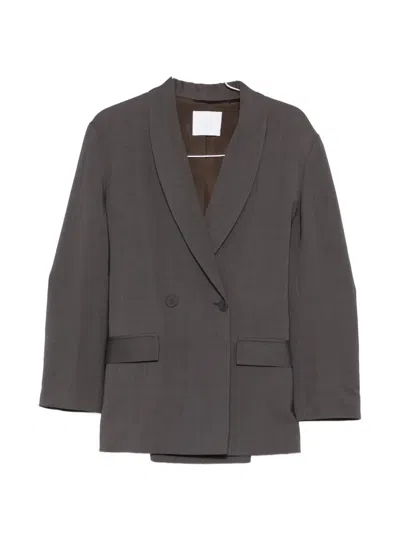 Su Double-breasted Lace-up Jacket In Gray