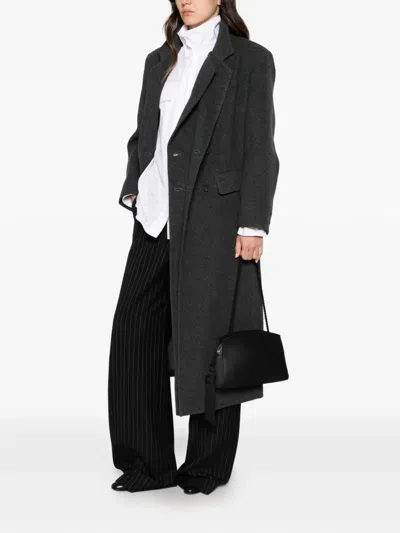 Su Double-breasted Wool Coat In Black