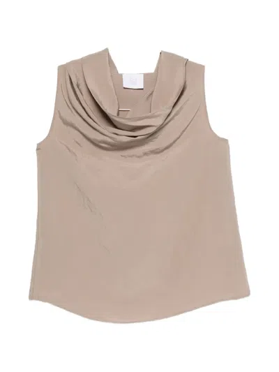 Su Draped Knot-detail Blouse In Brown