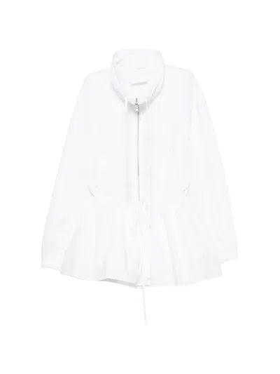 Su Drawstring-waist Flared Jacket In White