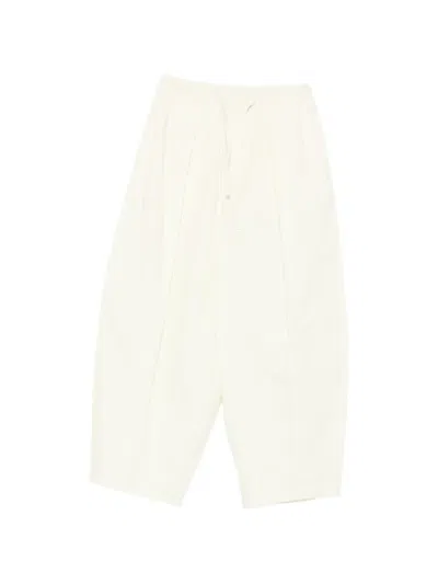 Su Drawstring-waist Pleated Palazzo Pants In White